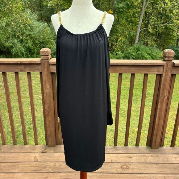 MICHAEL Michael Kors Cold Shoulder Long Sleeve Chain Strap Dress - Picture 2 of 10